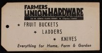 Farmers Union Hardware merchandise tag