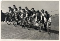 Cyclists on the velodrome track