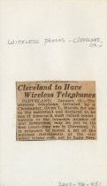 Cleveland to Have Wireless Telephones