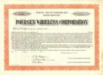 Poulsen Wireless Corporation stock certificate, ca.1909