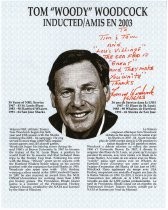 Autographed Tom "Woody" Woodcock profile sheet