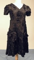 Black brocade satin dress