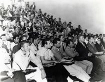 Group of students listening to Dr. Lee de Forest