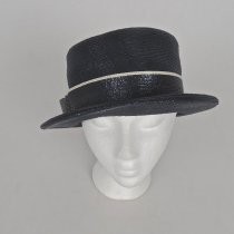 Navy blue straw mod cloche