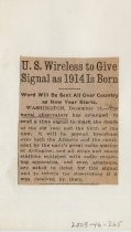 U.S. Wireless to give Signal as 1914 Is Born