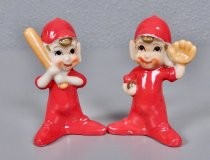 Elves playing baseball salt & pepper shakers