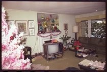Christmas decorations in 1970s living room