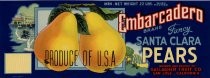 Embarcadero Brand Fancy Santa Clara Pears label