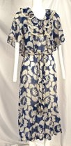 Blue & white floral print cotton voile dress