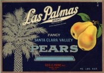 Las Palmas Brand Pears crate label