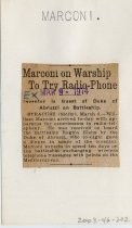 Marconi on Warship To Try Radio-Phone