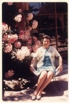 Jane Morgan with rhododendron