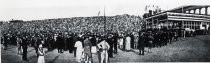 President Wilson addressing an audience using Maganavox loudspeaker