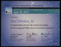 Public Sector Innovation Workshop Certificate of Appreciation