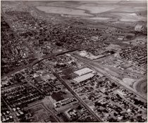 Aerial view of Redwood City, El Camino and Route 84