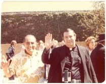 Hank Calloway and Father Abaloe at Peralta Adobe dedication