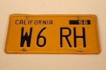 Ralph Heintz California License Plate No. W6RH, 1956