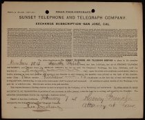 Sunset Telephone and Telegraph Company Exchange Subscription