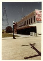 Pacific Hotel exterior, with light tower