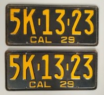 Set of California license plates 5K1323