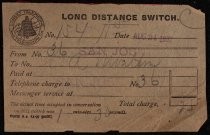 Sunset Telephone and Telegraph Company long-distance telephone charge