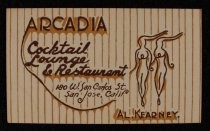 Arcadia Cocktail Lounge & Restaurant business card