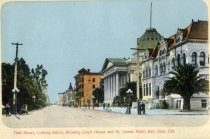 First Street, Looking South, Showing Court House and St. Jmes Hotel, San Jose, Cal