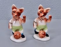 Soccer playing dogs salt & pepper shakers