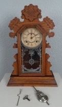 Ornate oak clock