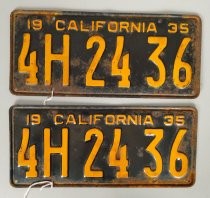 Set of California license plates 4H2436