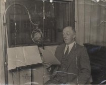 Charles Herrold in broadcasting studio of Radio KQW