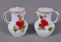 Rose decorated pitchers salt & pepper shakers