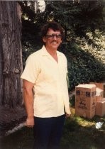 Man at Happy Hollow Snowman Building Contest