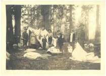 Group portrait at campsite