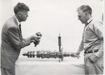 Varian brothers with three-cavity klystron, ca. 1950