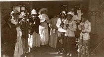 Male Stanford University students in female costume