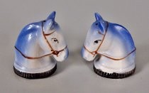 Blue horse heads salt & pepper shakers