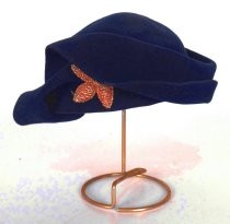 Navy wool felt hat with leaf decoration