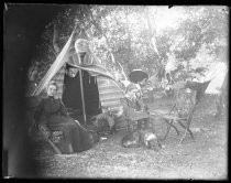 Family campsite in woods