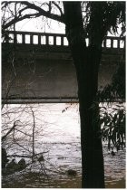 Flood water under a bridge