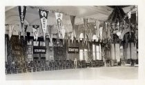 Encina Hall dining room, Stanford University, decorated with penants