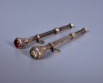 Two gold metal chatelaine pencils