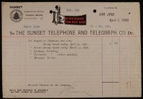 Sunset Telephone and Telegraph Co. invoice
