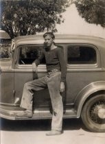 Robert Sterling Hamilton in front of his first car