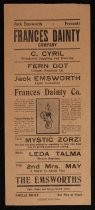 Jack Emsworth presents Frances Dainty Company handbill