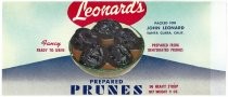 Leonard's Prepared Prunes can labels