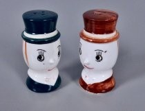 Top hat wearing salt & pepper shakers