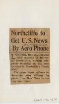 Northcliffe to Get U.S. News By Aero Phone