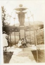 Girls Sit Under Statue, Notre Dame High School