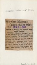 Wireless Message Comes 9,000 Miles